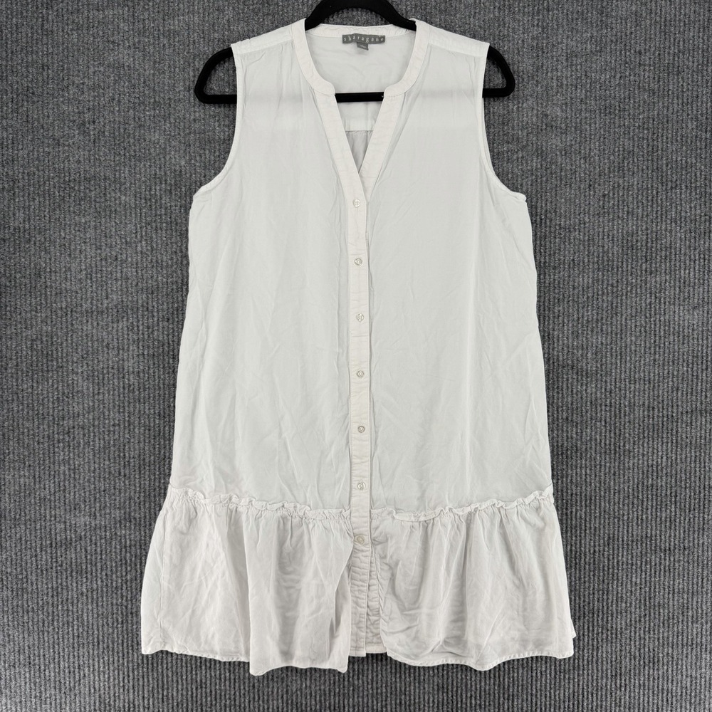 Sharagano lagenlook coastal sleeveless dress Large lakehouse boho white Lyocell
